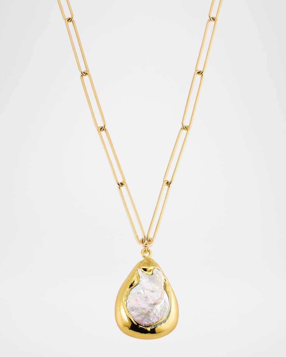 Bezel-Set Freshwater Pearl Pendant Necklace
